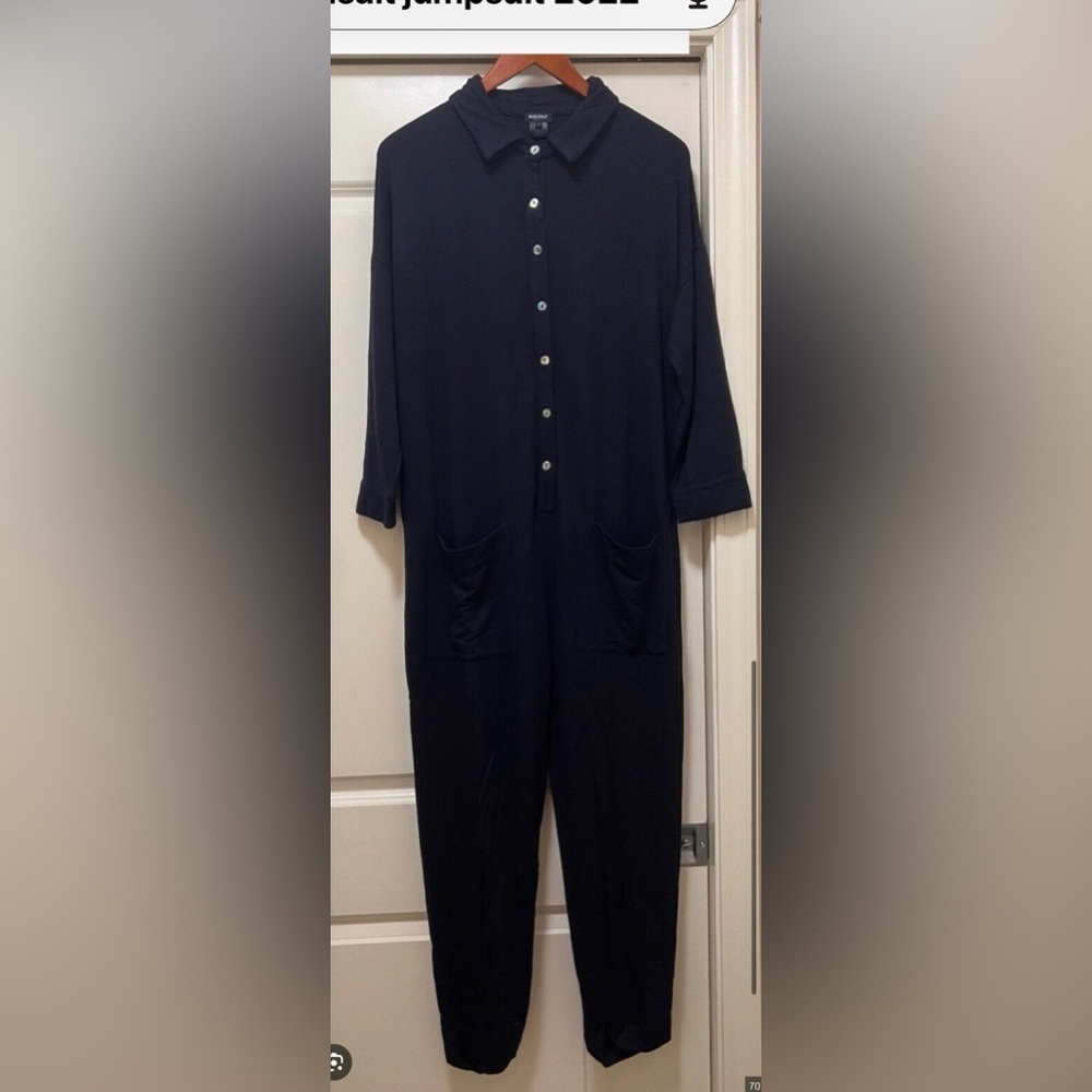 Blue Salt Button-Up Women's Jumpsuit - Picture 3 of 3